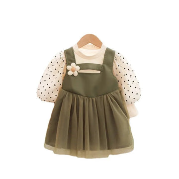 Baby Girls Polka Dot Printed Dress for Toddler (Green)