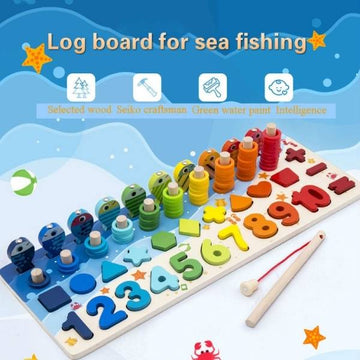 Montessori Educational Wooden Children Board Math Fishing (Piano)