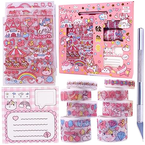 Enchanting Unicorn Dreams: Cute Washi Tape Role with Lovely Stickers