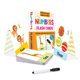 Flash Cards Numbers - 30 Double Sided Wipe Clean Flash Cards for Kids (With Free Pen)