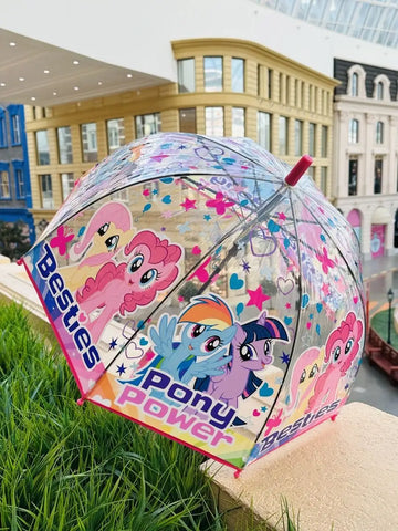 Premium Quality Theme Printed Transparent Umbrella For Kids (Unicorn)