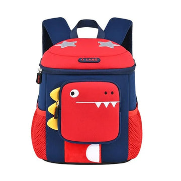 3D Dino Design Large Capacity School Bags with Slip Over Buckle for Kindergarten Kids