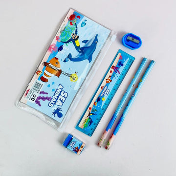 Sea Animal Theme Stationery Set in transparent zip pouch