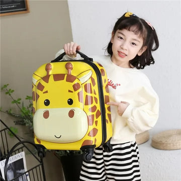 Roaming Zoo: Animal Faces Trolley Bag for Kids with Password Lock - A Fun and Secure Travel Companion