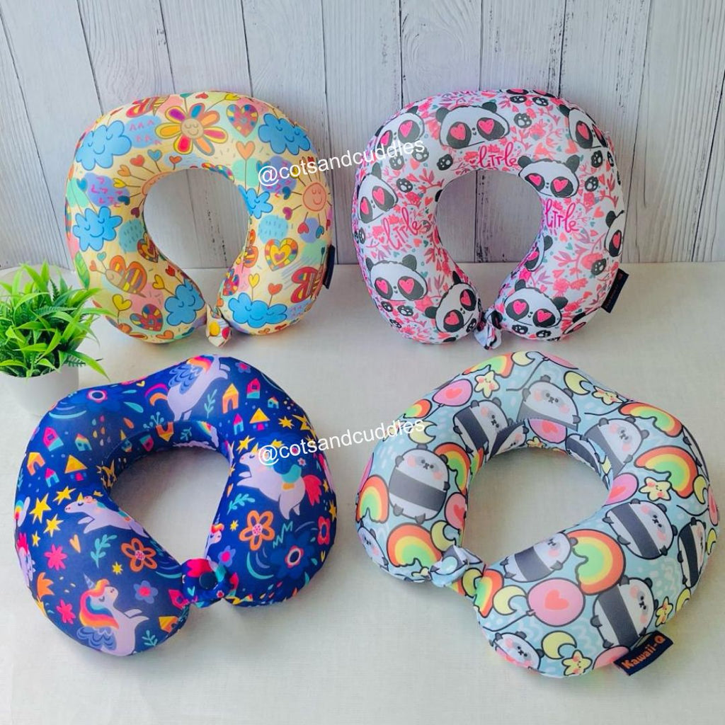 Super Soft U Shape Neck Pillow with Button Lock (Random Design) Cots