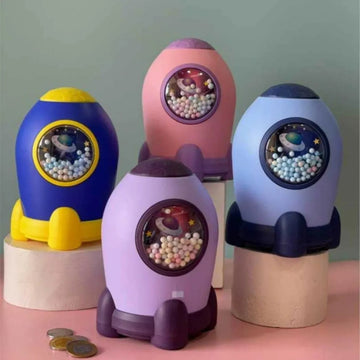 Rocketship Piggy Bank with Password Lock for Kids