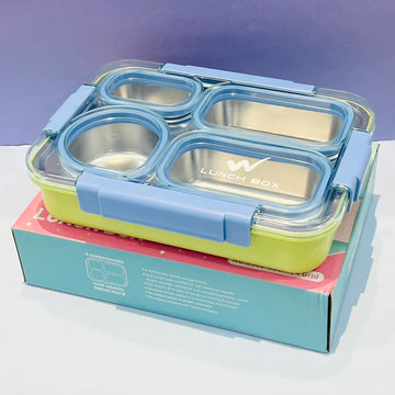 Double Color 4 Compartment Stainless Steel Lunch Box (900ml)