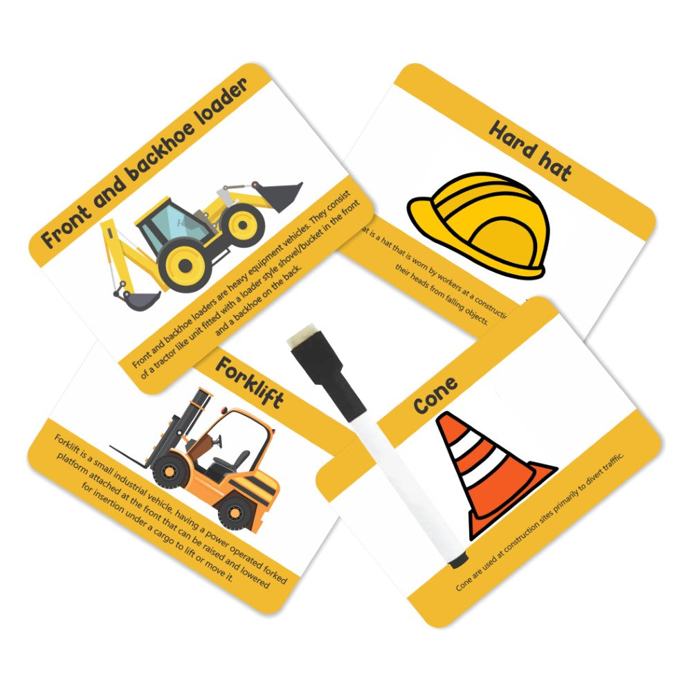 Construction Tools and Vehicles Flash Cards