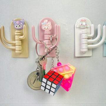 3in1 Hello Kitty & Friends Adorable Self-Adhesive Hook - Cute Organizer for Keys and More 1pc