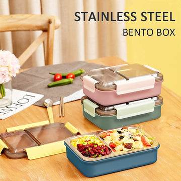 Premium Quality 304 Stainless Steel Transfer Proof Lunch Box (1 Box with 2 Compartment 750 ML)