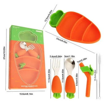 Carrot Theme Silicone Dinner Plate Set for Kids