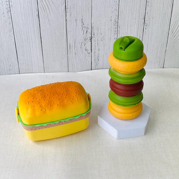 Burger Theme Combo Set of Lunch Box & Silicone Water Bottle