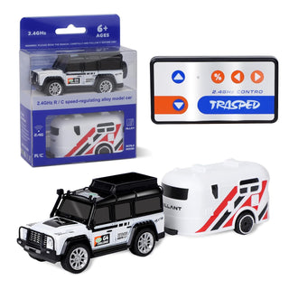 Mini RC Car with Remote Control & Trailer | 2.4GHz Speed-Regulating Alloy Model Car Toy for Kids