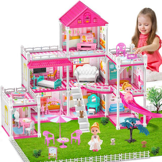 3 Storey Princess Dream Doll House Multi-Room Scenario Toy For Girls