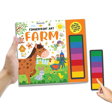 Farm Fingerprint Art Activity Book for Children Age 4 - 9 years with Thumbprint Gadget | Colouring Book for Kids