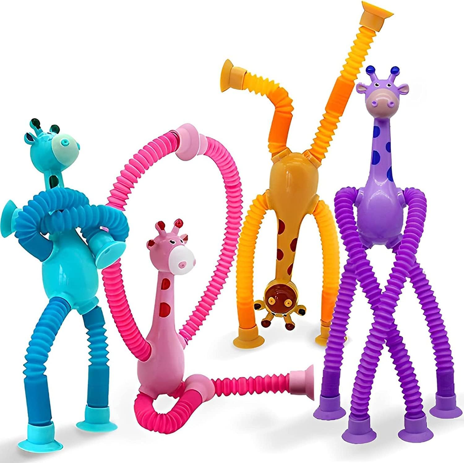 Premium Quality Giraffe Glowing Poptube Toy with Suction Cup (1Pc)