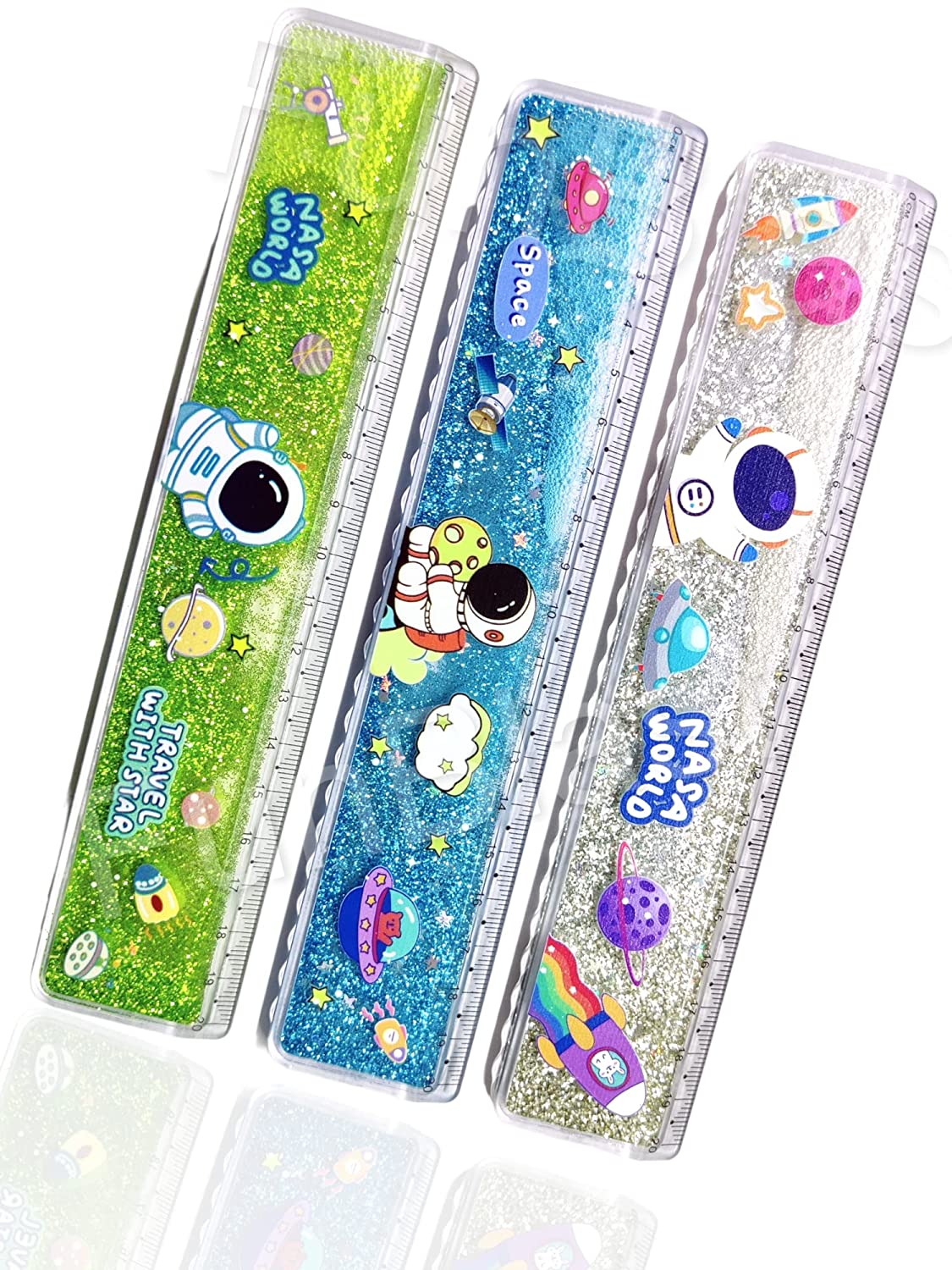 Sparkling Fun for Kids: 20cm Transparent Ruler with Glitter Water in S