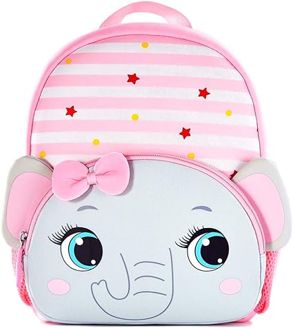 Cute Baby Elephant Soft Plush Backpack with Front Pocket for Kids Pin
