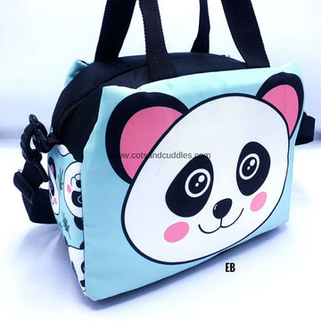 Premium Quality Baby Animals Printed Large Capacity Mesh Padded Lunch Bag: Spacious, Stylish, and Versatile with Adjustable Strap (Panda)