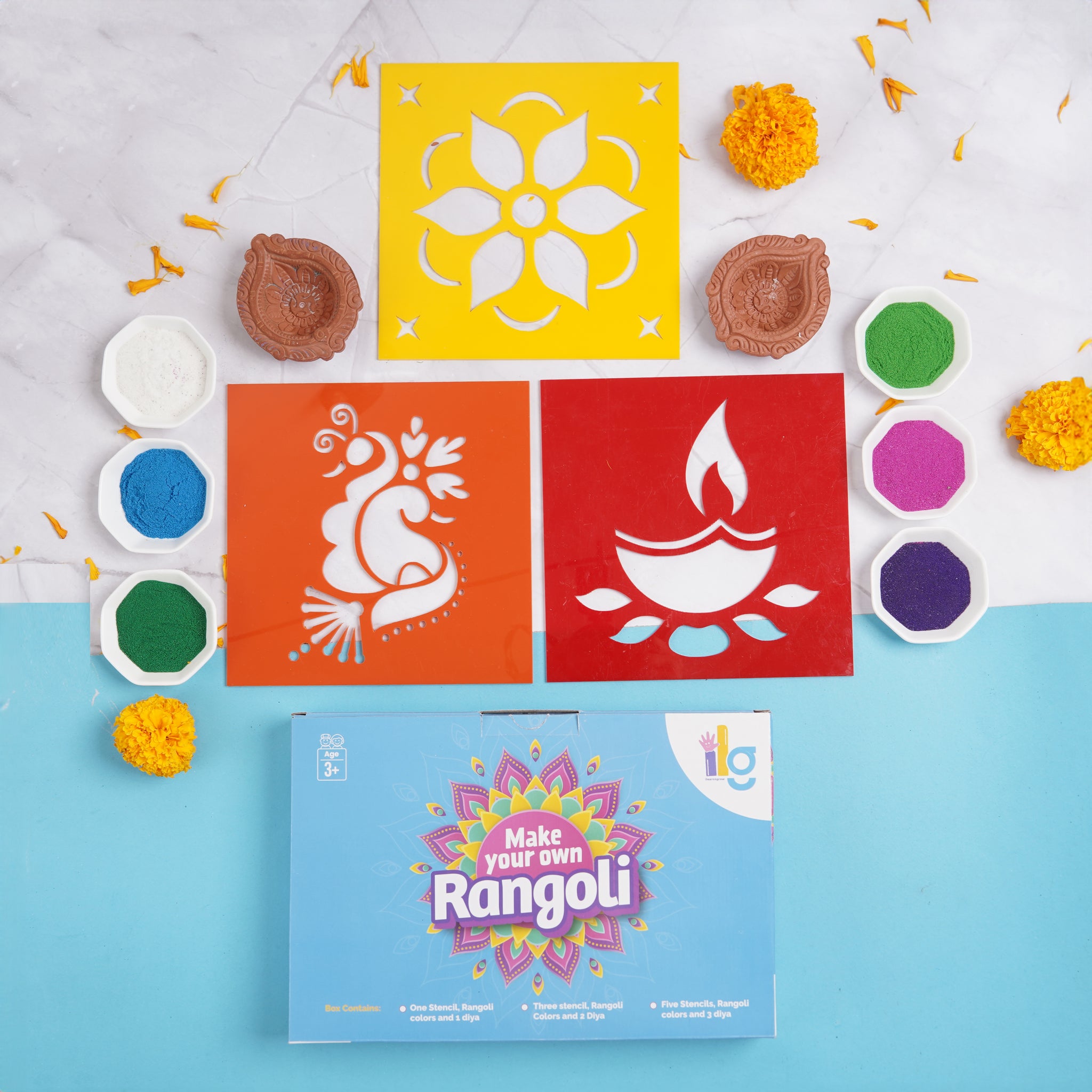 Diwali DIY Rangoli Kit - Set Of Three Stencil