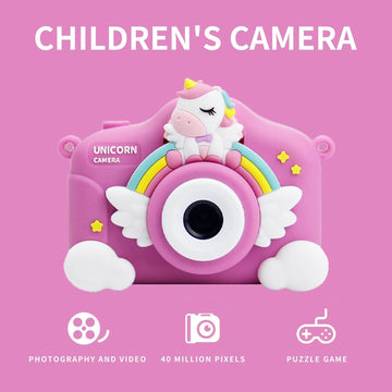 Unicorn - Themed Electronic Camera for Kids with Selfie Camera (Pink)
