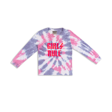 Unicorn Full Sleeves Tie and Dye Girls Rule Printed Night Suit - Pink & Gray(Uk Size)
