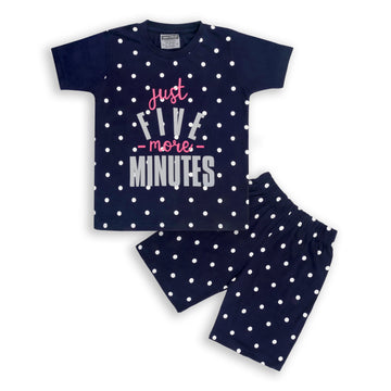Unicorn Half Sleeves Just Five More Minutes Printed Night Suit - BLACK & WHITE(Uk Size)
