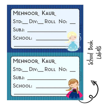 School Book Labels - Frozen - Pack of 36 labels (PREPAID ONLY)