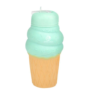 Charming Ice Cream Design: 500ml Soft Silicone Foldable Water Bottle for Kids