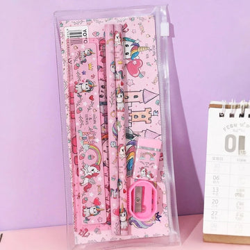 Unicorn Theme Stationery Set in transparent zip pouch