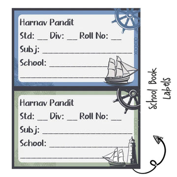 School Book Label - Nautical - Blue - Pack of 36 labels - (PREPAID ONLY)