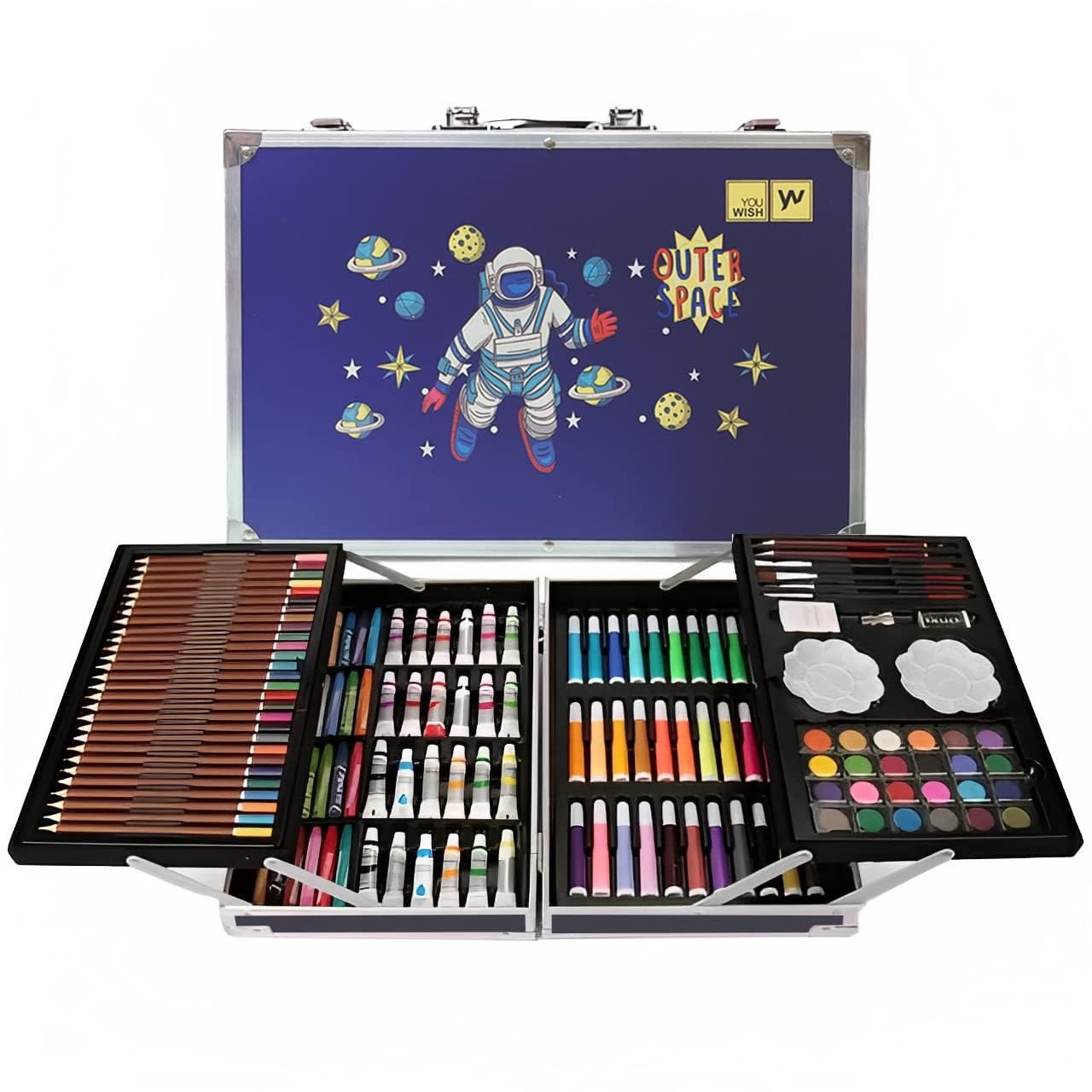 145 Piece Art Set, Deluxe Mega Aluminum Box & Drawing Kit With