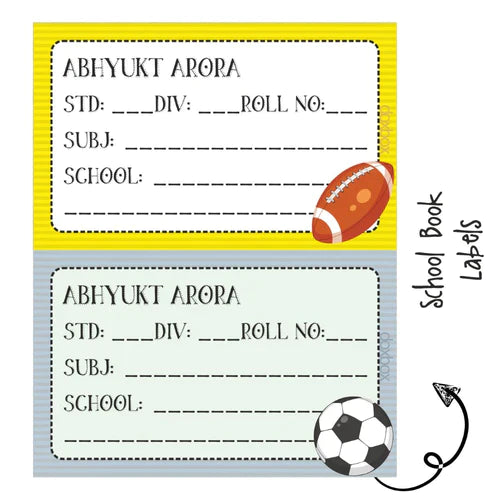 School Book Label - Sport Fun - Pack of 36 labels - PREPAID ONLY