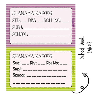SCHOOL BOOK LABEL - STRIPES - Pack of 36 labels - PREPAID ONLY