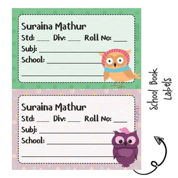 School Book Label - Sweet Owl - Pack of 36 labels - PREPAID ONLY