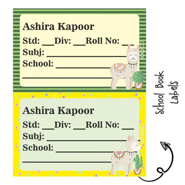 School Book Label - Yellow Llama - Pack of 36 labels (PREPAID ONLY)