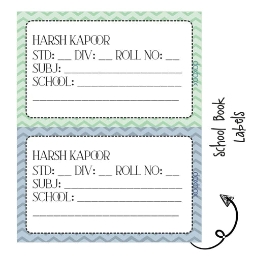 School Book Label - Zig Zag - Pack of 36 labels - PREPAID ONLY