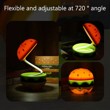 Burger Delight: Folding LED Night Lamp for Kids