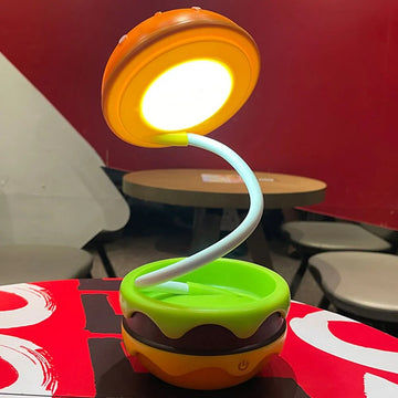 Burger Delight: Folding LED Night Lamp for Kids