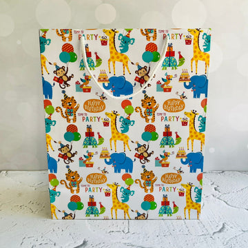 Happy Birthday Animal Theme Paper Bags (32x26x12cm)(Pack of 10)