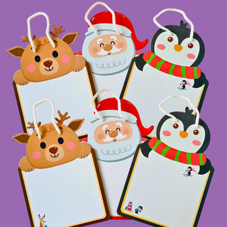 Pack of 6 | Cots and Cuddles Christmas Design Write and Wipe Board for Kids