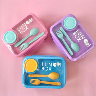 750ml 3 Compartment Stainless Steel Lunch Box with Cutlery and Cup