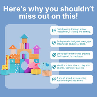 Cots and Cuddles Premium Quality 30pcs Wooden Building Blocks for Kids