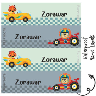 Waterproof Labels - ANIMAL RACER - Pack of 88 labels - PREPAID ONLY