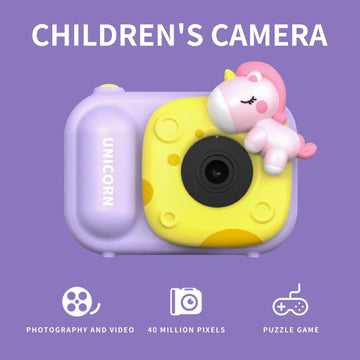 Unicorn-Design Electronic Camera with Tripod for Kids