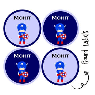 Round Waterproof Label - Captain America (70 Pcs) (PREPAID ONLY) (Dispatch in 5-6 Days)