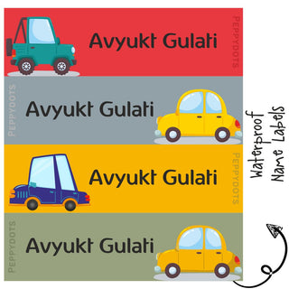 Waterproof Labels - CUTE CAR - Pack of 88 labels - PREPAID ONLY