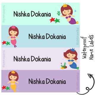 Waterproof Labels - CUTE MERMAID - Pack of 88 labels - PREPAID ONLY