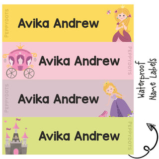 Waterproof Labels - CUTE PRINCESS - Pack of 88 labels - PREPAID ONLY