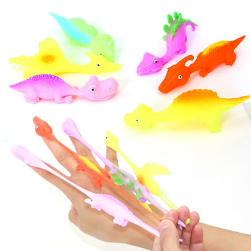 Squishy Dinosaur Finger Shooting Toy for Kids (Pack of 10)